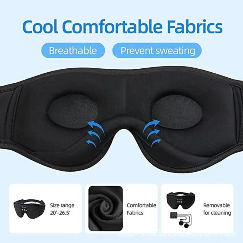 Máscara de Dormir 3D com Fones Bluetooth e Alto-falantes HD Integrados para Música