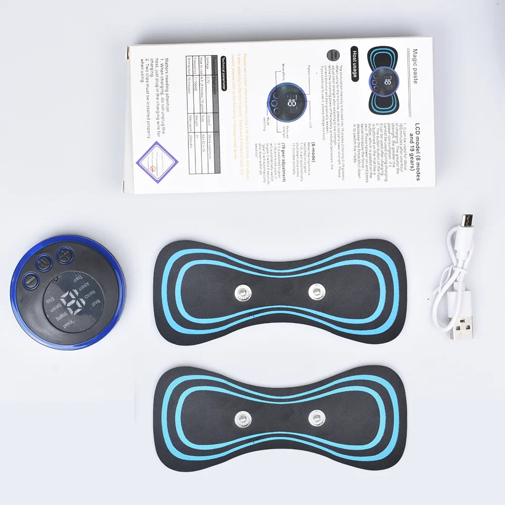 Massageador Elétrico EMS para Pescoço e Coluna – 8 Modos e 19 Intensidades