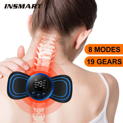 Massageador Elétrico EMS para Pescoço e Coluna – 8 Modos e 19 Intensidades